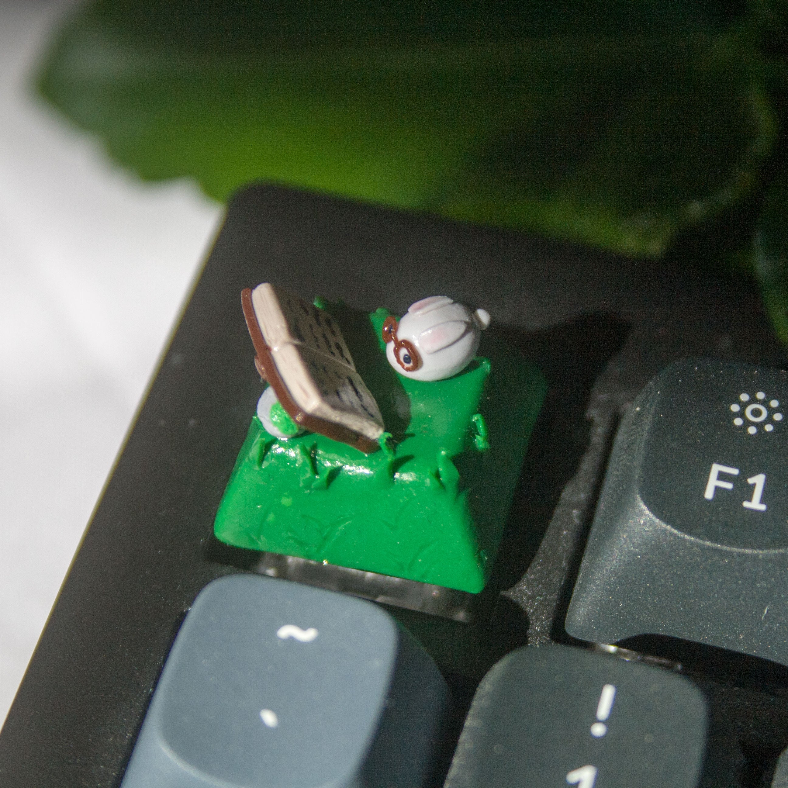 Cute Bunny Reading Artisan Keycap
