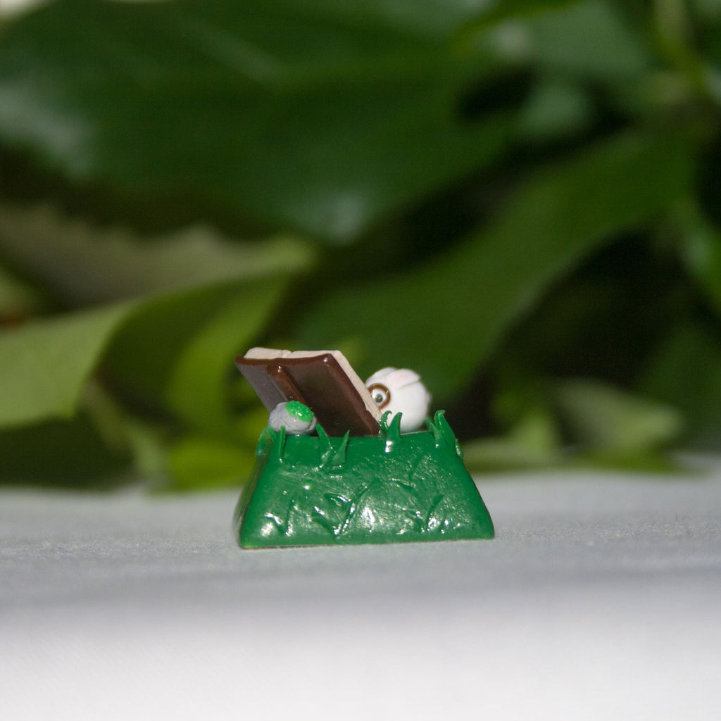 Cute Bunny Reading Artisan Keycap