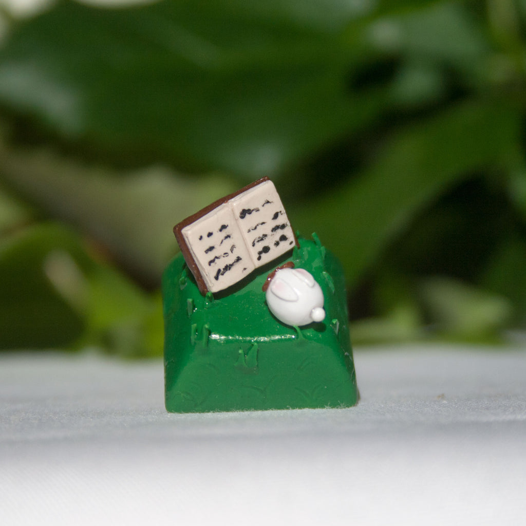 Cute Bunny Reading Artisan Keycap