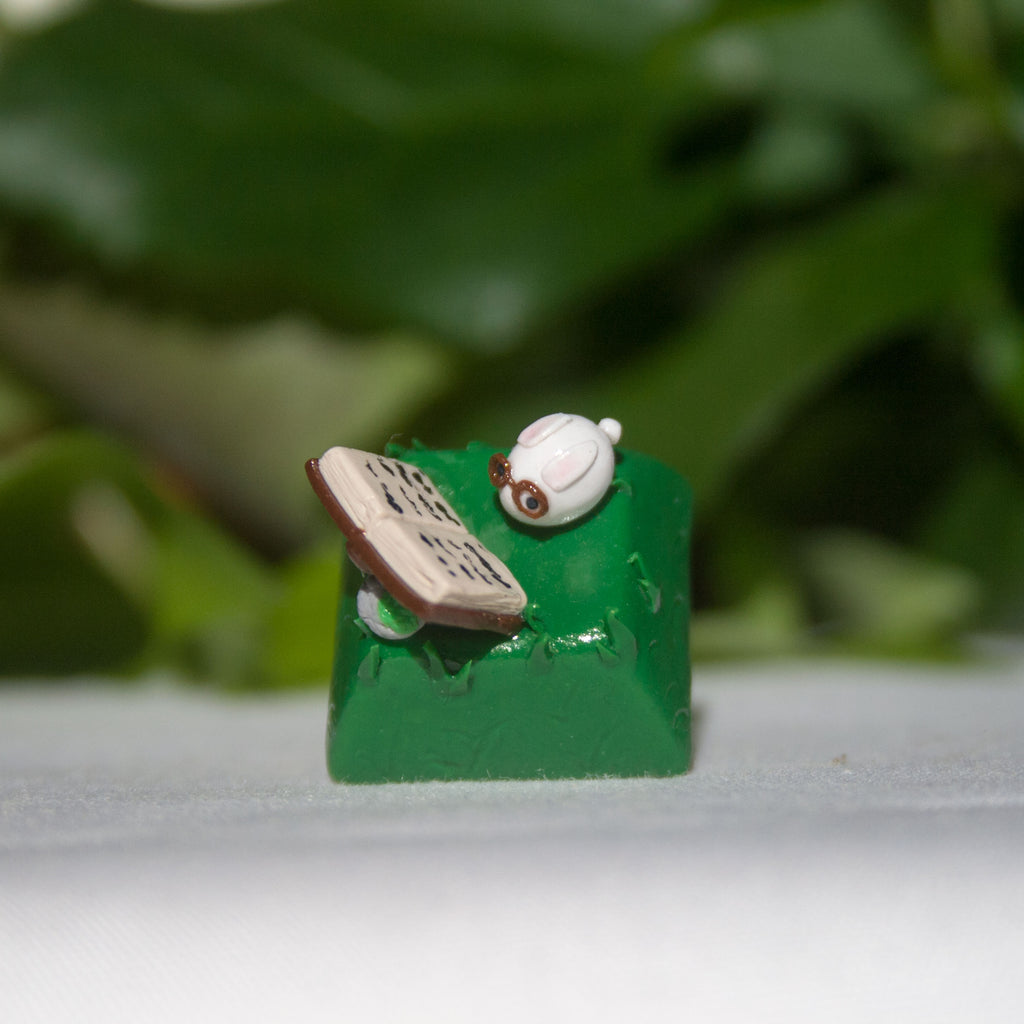 Cute Bunny Reading Artisan Keycap