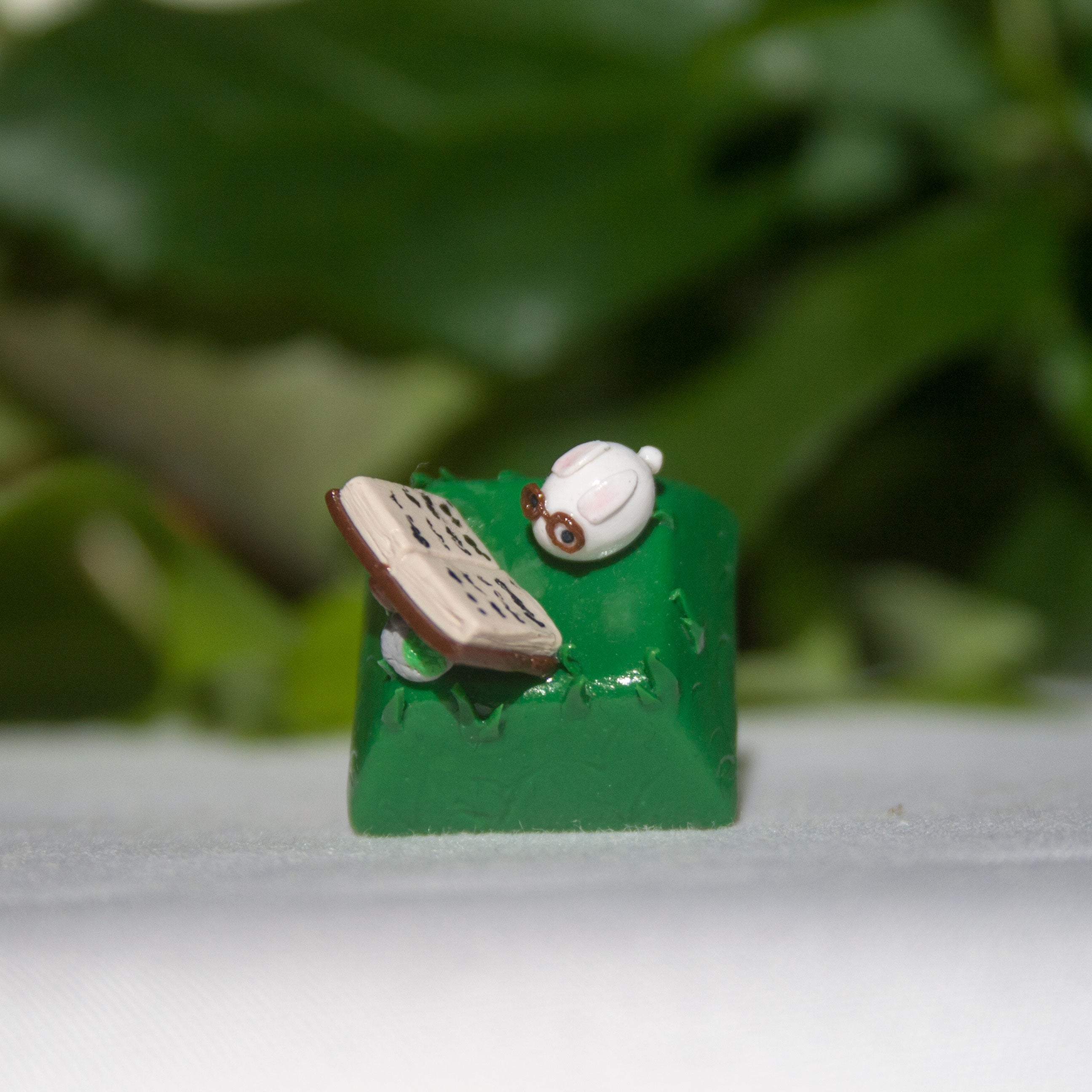 Cute Bunny Reading Artisan Keycap