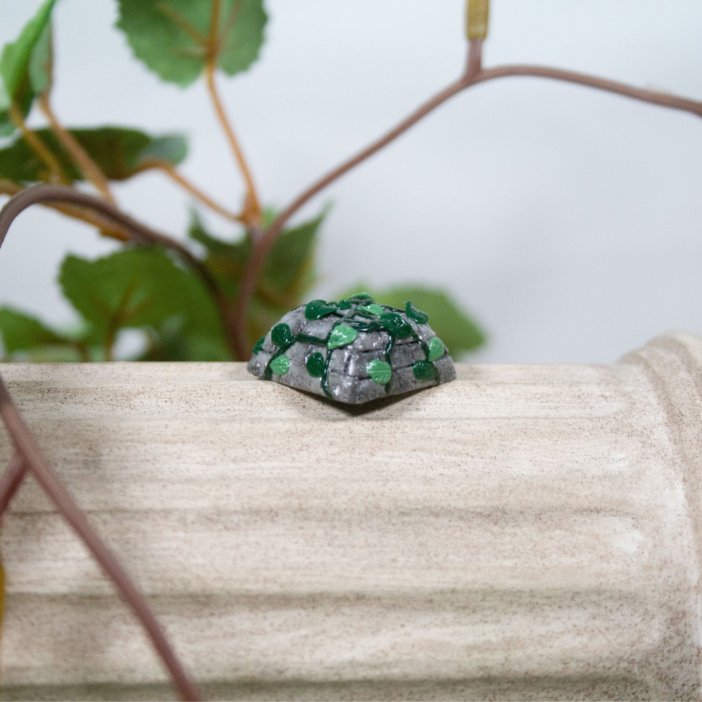 Ivy Vine Growing on Stone Artisan Keycap
